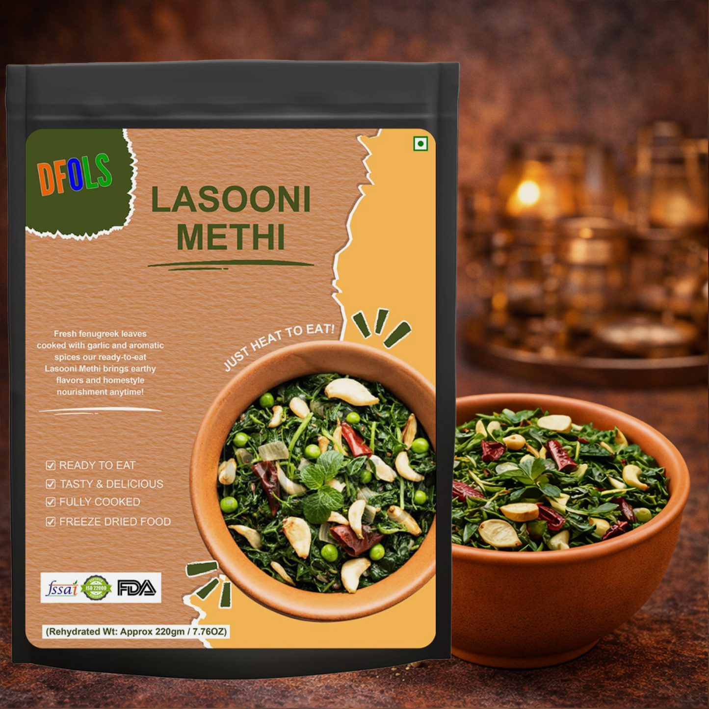 Lasooni Methi Ready-to-Eat Curry | Aromatic Garlic & Fenugreek Gravy | Authentic Indian Heat & Serve Meal | Flavorful, Convenient