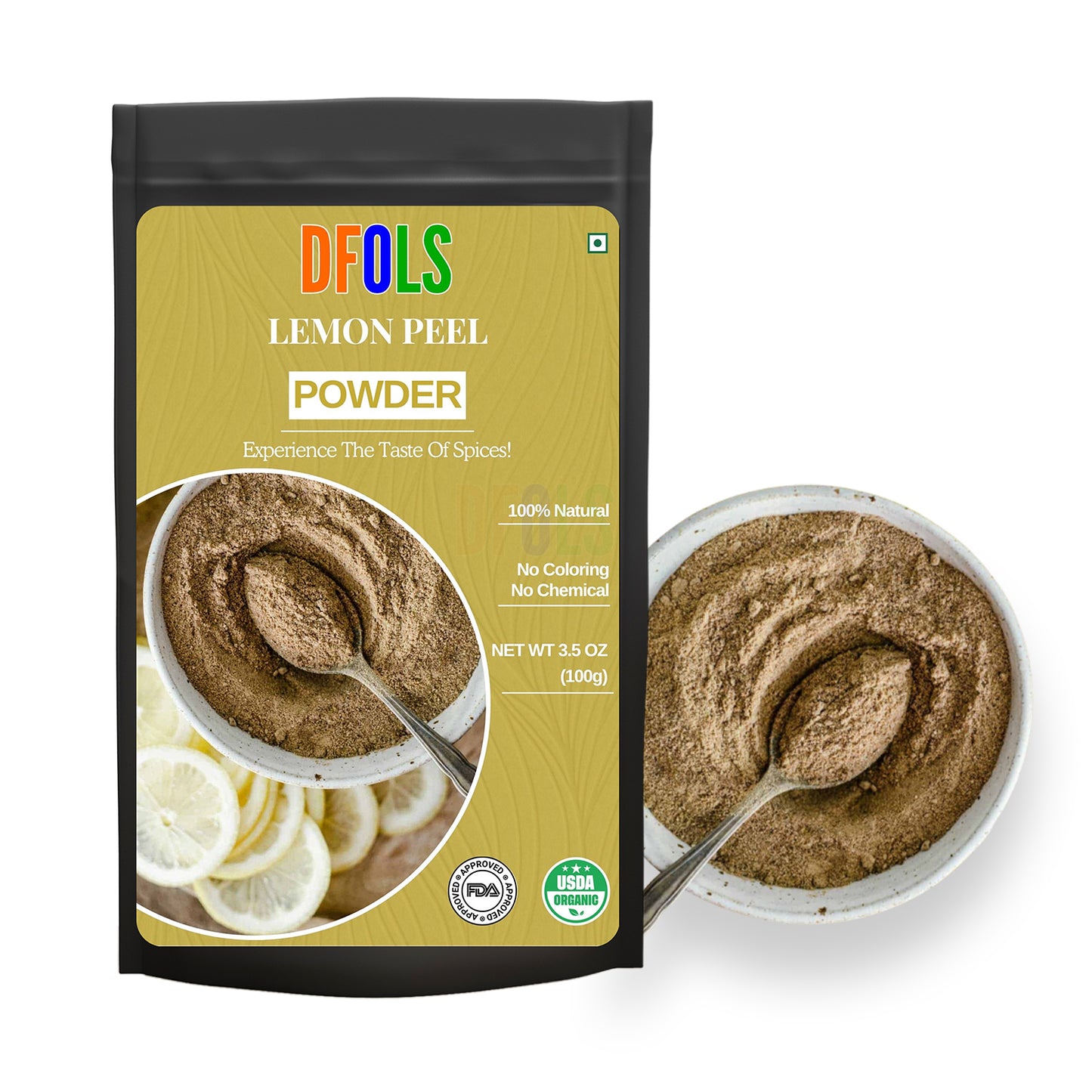 Organic Lemon Peel Powder | 100% Natural & Pure Citrus Zest Powder | Rich in Vitamin C | Perfect for Cooking, Baking, Skin Care, Detox Drinks & Herbal Remedies - DFOLS