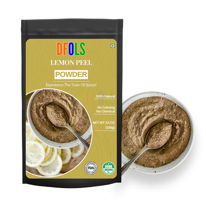 Organic Lemon Peel Powder | 100% Natural & Pure Citrus Zest Powder | Rich in Vitamin C | Perfect for Cooking, Baking, Skin Care, Detox Drinks & Herbal Remedies - DFOLS