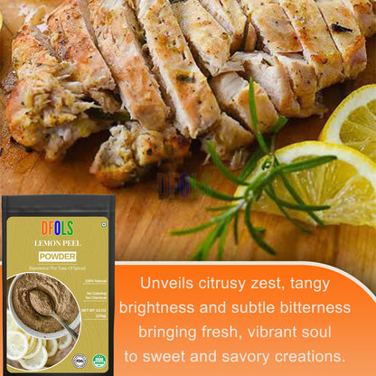 Organic Lemon Peel Powder | 100% Natural & Pure Citrus Zest Powder | Rich in Vitamin C | Perfect for Cooking, Baking, Skin Care, Detox Drinks & Herbal Remedies - DFOLS