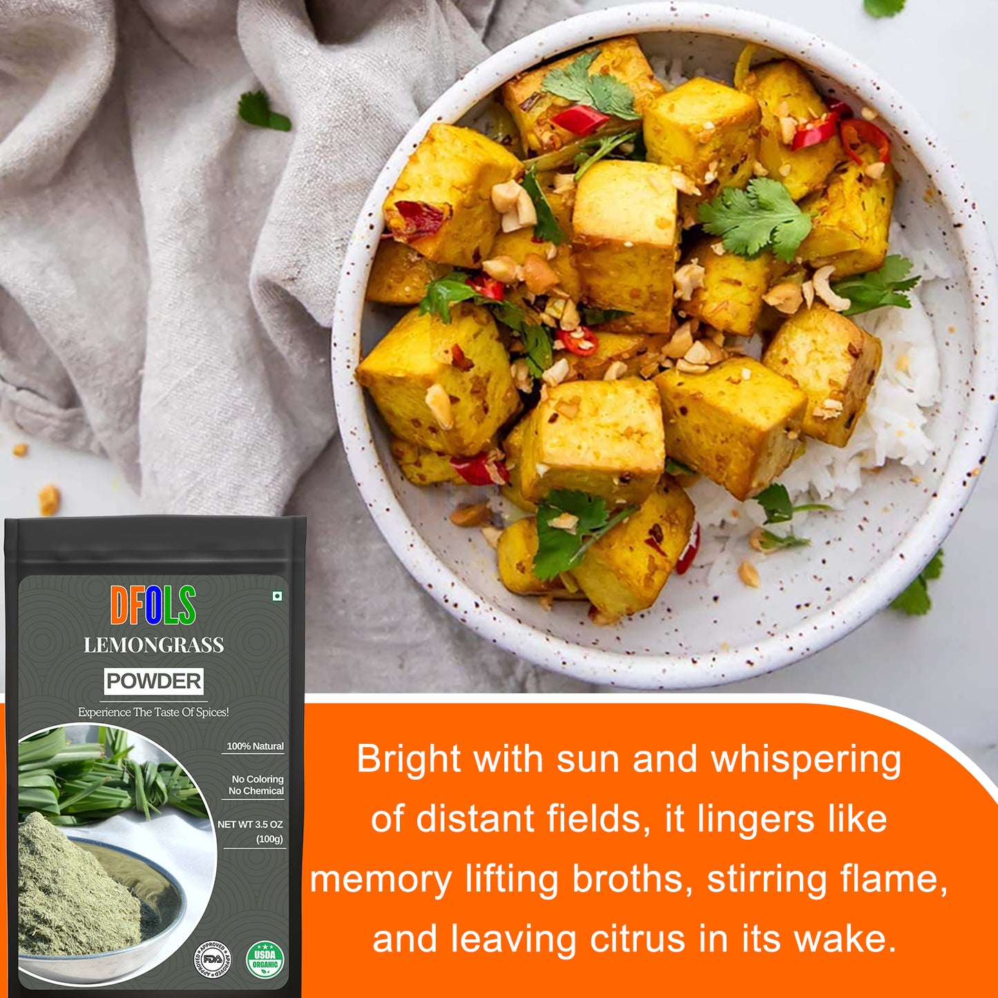 Lemongrass Powder  freshly ground dried herb. Used for cooking and tea. - DFOLS