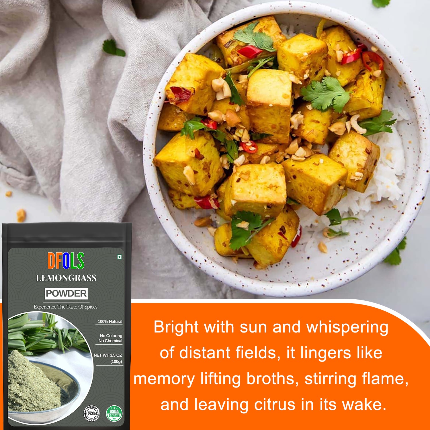 Lemongrass Powder  freshly ground dried herb. Used for cooking and tea. - DFOLS