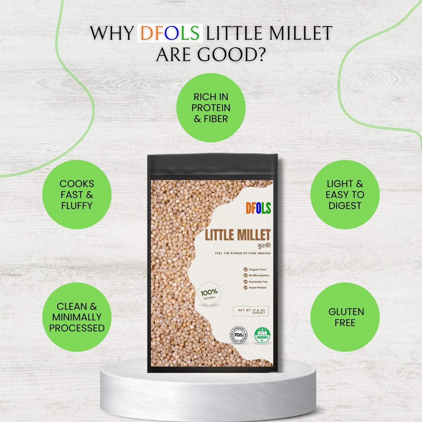 DFOLS Little Millet Whole Grain Light 0.55lb 8.82oz 250g リトルミレット
