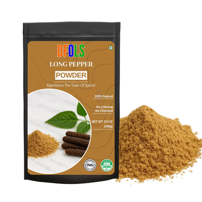 Organic Long Pepper Powder | 100% Pure & Natural Spice | Premium Pippali for Cooking, Ayurveda & Wellness - DFOLS
