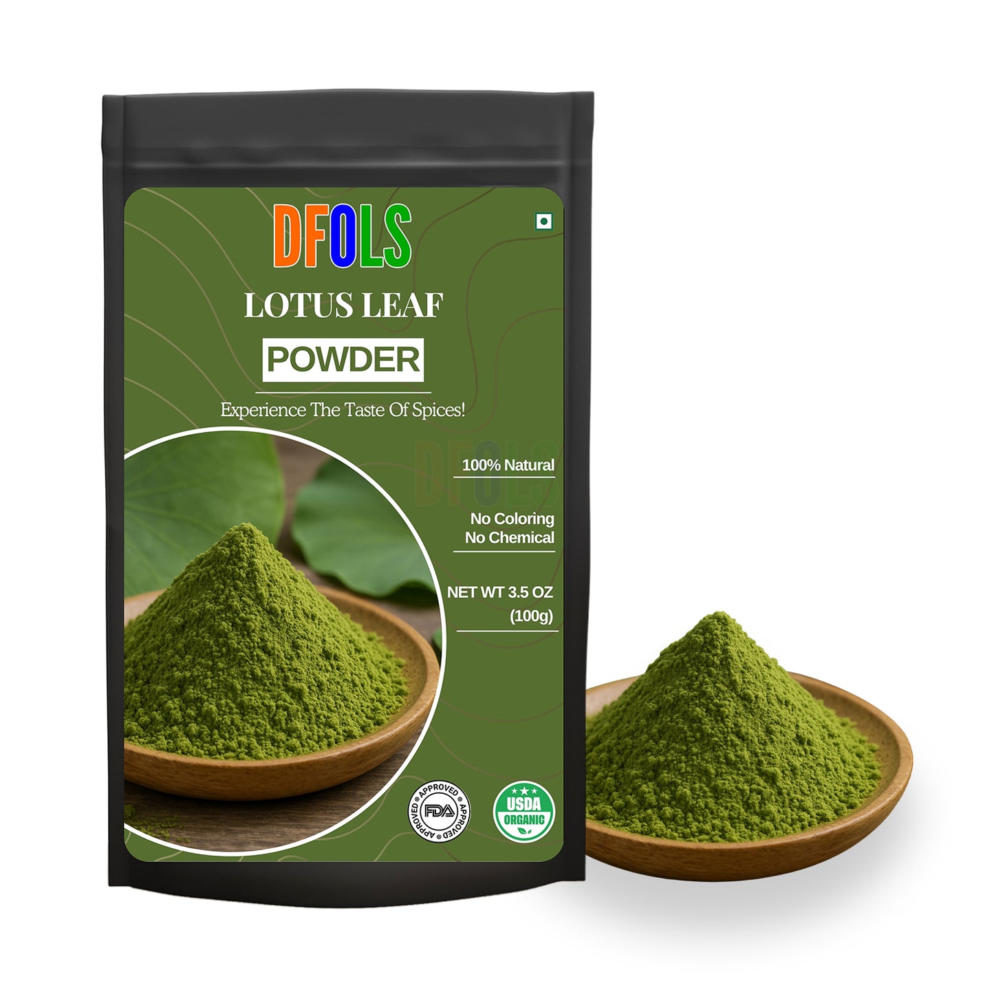 Organic Lotus Leaf Powder | 100% Pure Natural Herbal Supplement for Weight Loss, Detox & Digestive Health | Metabolism Booster for Overall Wellness - DFOLS