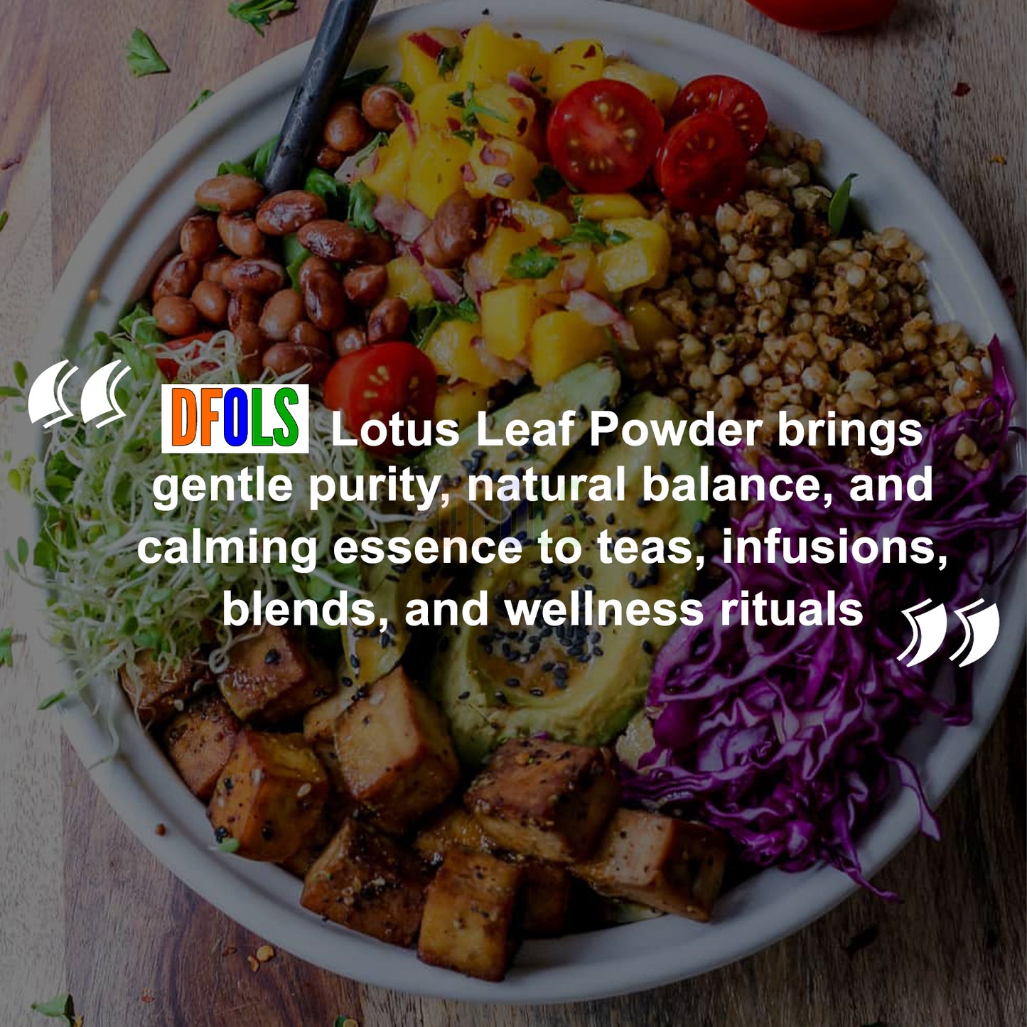 Organic Lotus Leaf Powder | 100% Pure Natural Herbal Supplement for Weight Loss, Detox & Digestive Health | Metabolism Booster for Overall Wellness - DFOLS