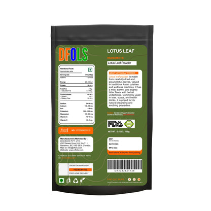 Organic Lotus Leaf Powder | 100% Pure Natural Herbal Supplement for Weight Loss, Detox & Digestive Health | Metabolism Booster for Overall Wellness - DFOLS