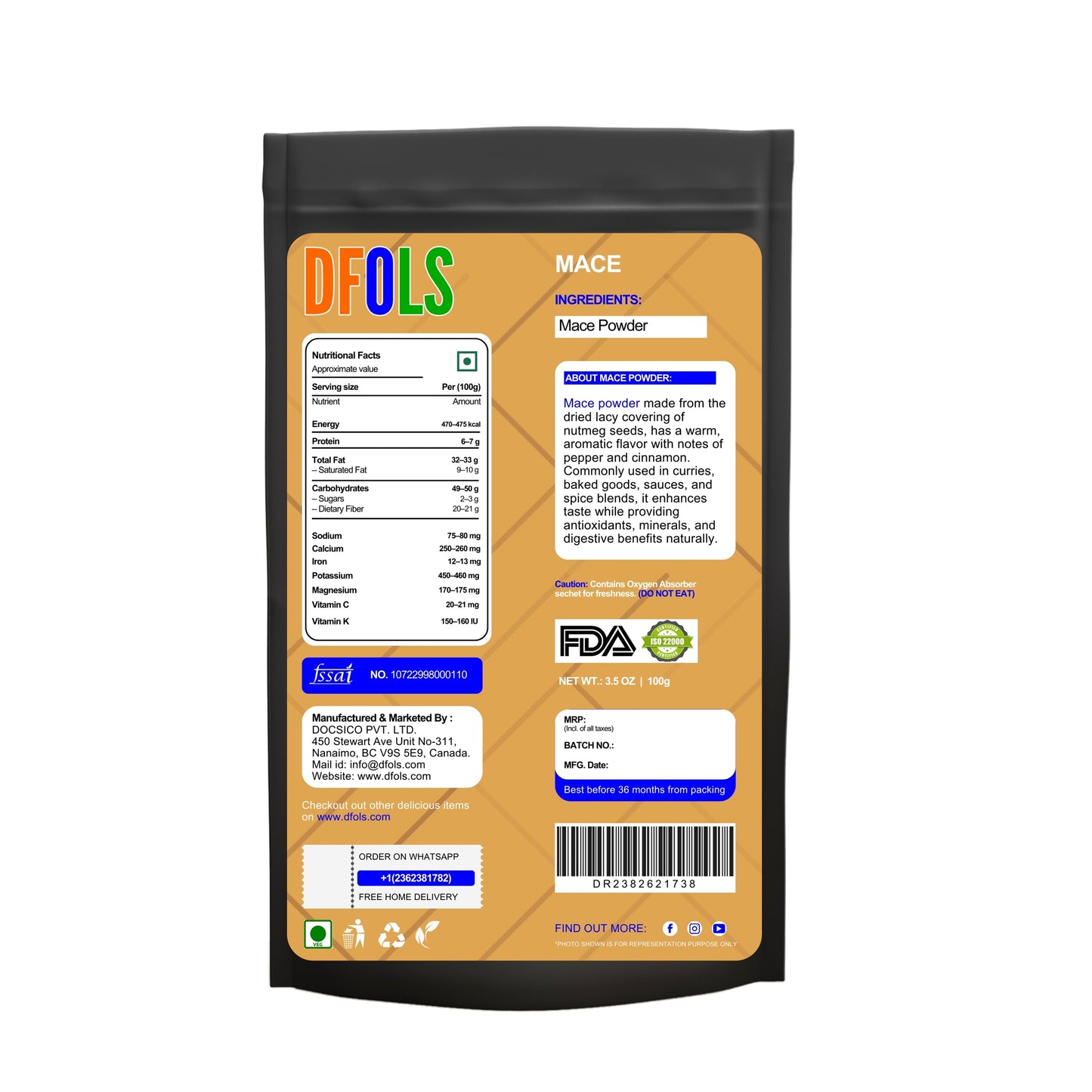 100% Organic & Natural | Vegan | Gluten-Friendly | Non-GMO | Kosher Certified Superfood Supplement | Pure Indian Origin Nutrition for Daily Wellness, Energy & Immunity Support - DFOLS