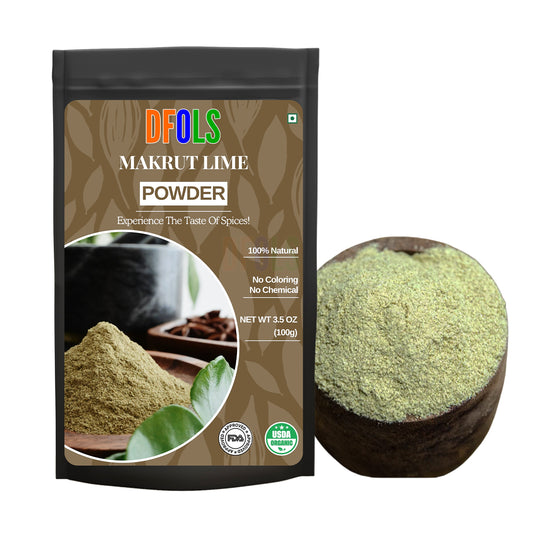 Makrut Lime Powder – Premium Dried & Ground Kaffir Lime Leaves for Authentic Thai & Southeast Asian Cuisine (2 oz Jar) – All-Natural, Non-GMO, Gluten-Free, Vegan - DFOLS