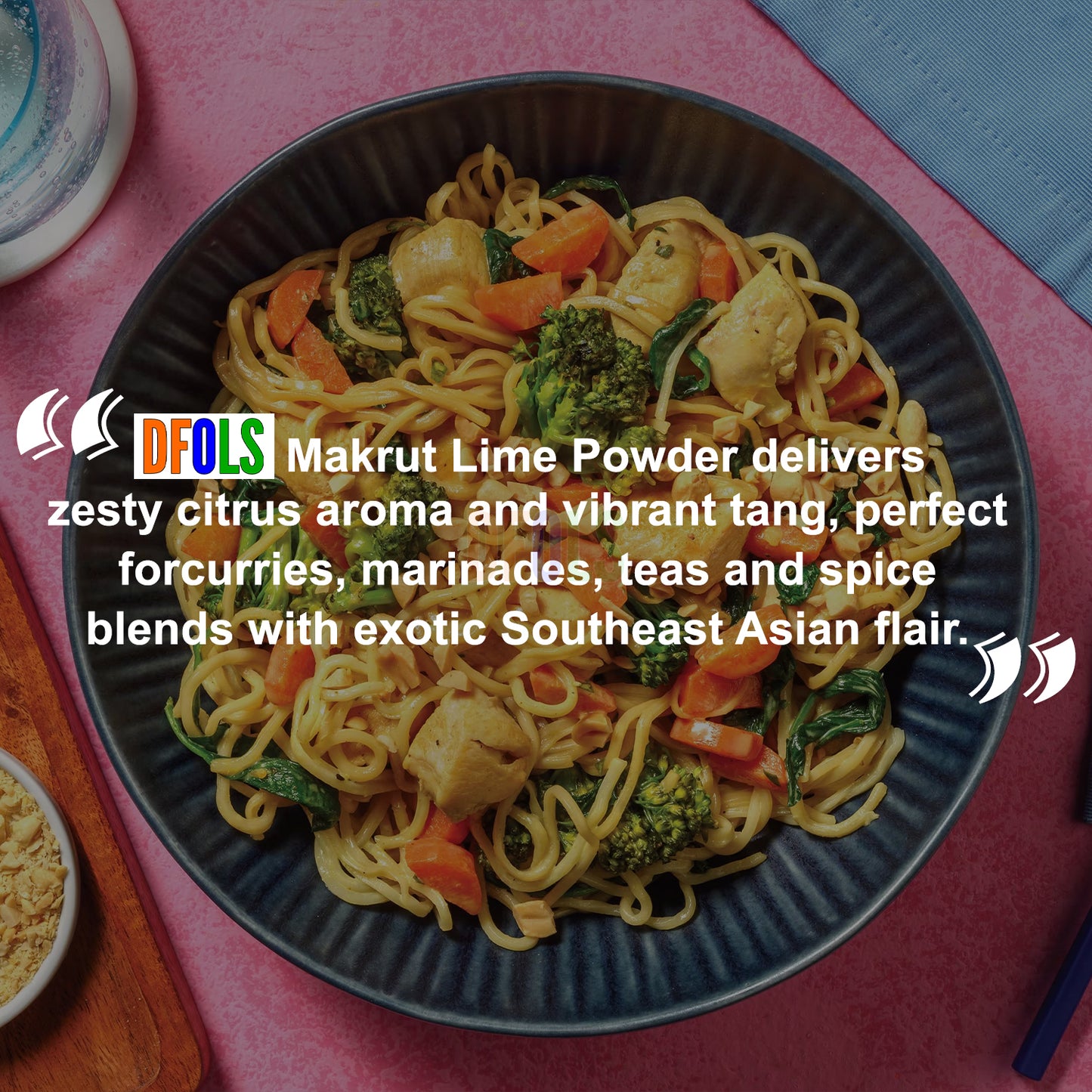 Makrut Lime Powder – Premium Dried & Ground Kaffir Lime Leaves for Authentic Thai & Southeast Asian Cuisine (2 oz Jar) – All-Natural, Non-GMO, Gluten-Free, Vegan - DFOLS