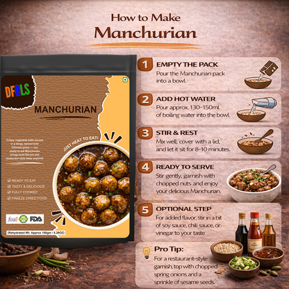 Manchurian Gravy | Indian-Chinese Style Veg Dumplings in Spicy, Bold Sauce | Ready-to-Eat Shelf-Stable Meal | Rich Flavour, Quick & Convenient Meal Pack