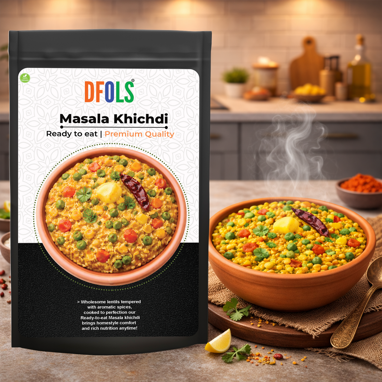 Dfols Masala Khichdi Ready to Eat Spiced Rice Lentils 7.05oz 200g キチュリ