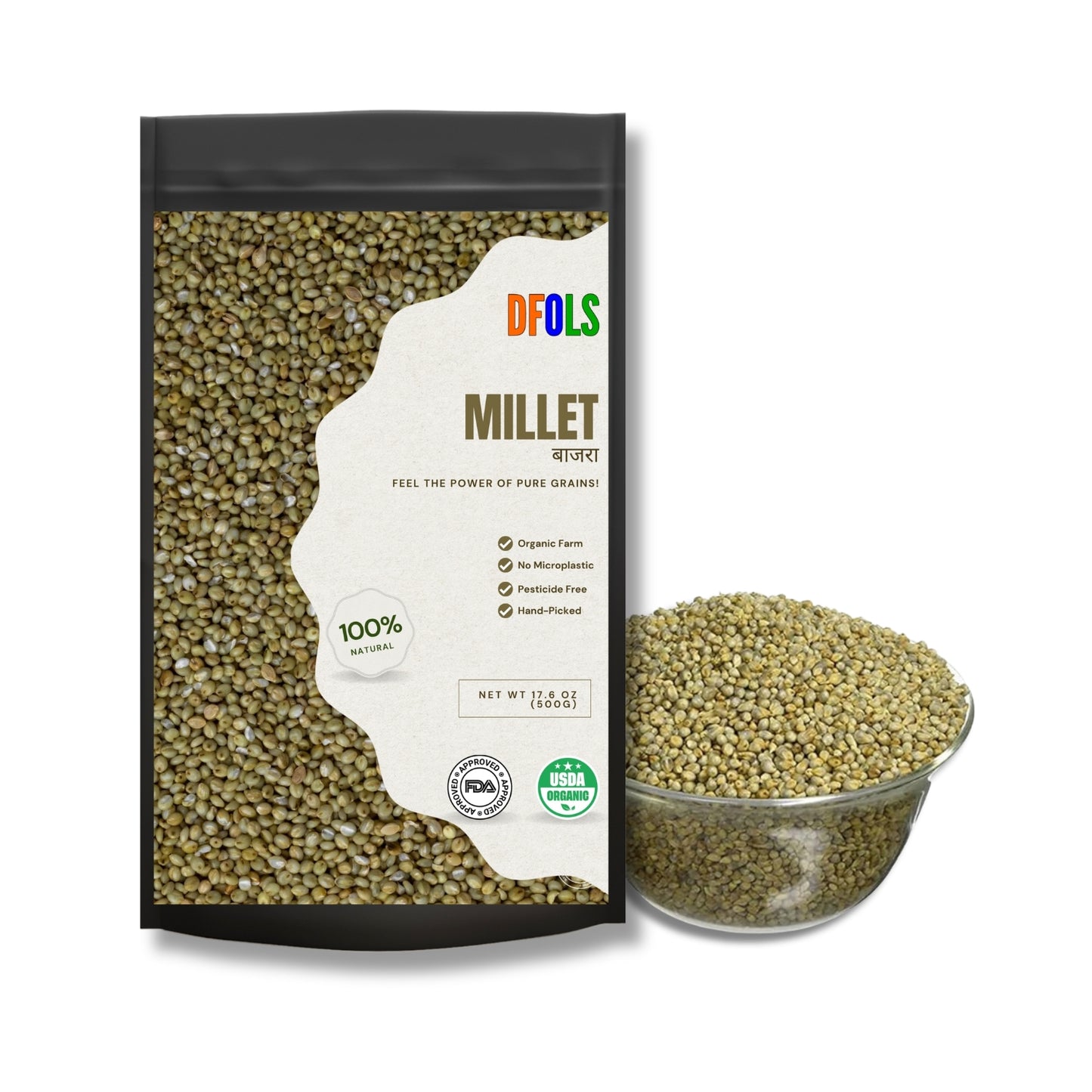 DFOLS Premium Organic Millet | Natural, Non-GMO, Gluten-Free | High Protein, Fiber, Iron & Minerals | Superfood for Digestion, Weight Loss & Heart Health