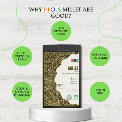 DFOLS Premium Organic Millet | Natural, Non-GMO, Gluten-Free | High Protein, Fiber, Iron & Minerals | Superfood for Digestion, Weight Loss & Heart Health