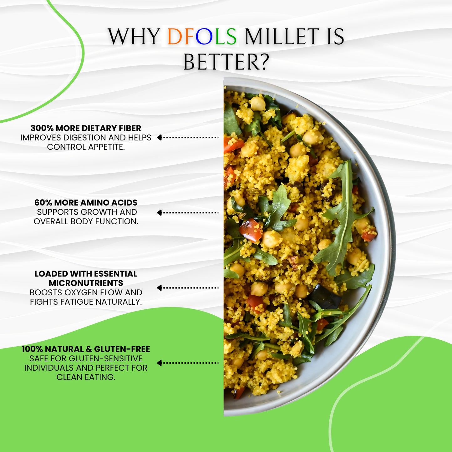 DFOLS Premium Organic Millet | Natural, Non-GMO, Gluten-Free | High Protein, Fiber, Iron & Minerals | Superfood for Digestion, Weight Loss & Heart Health