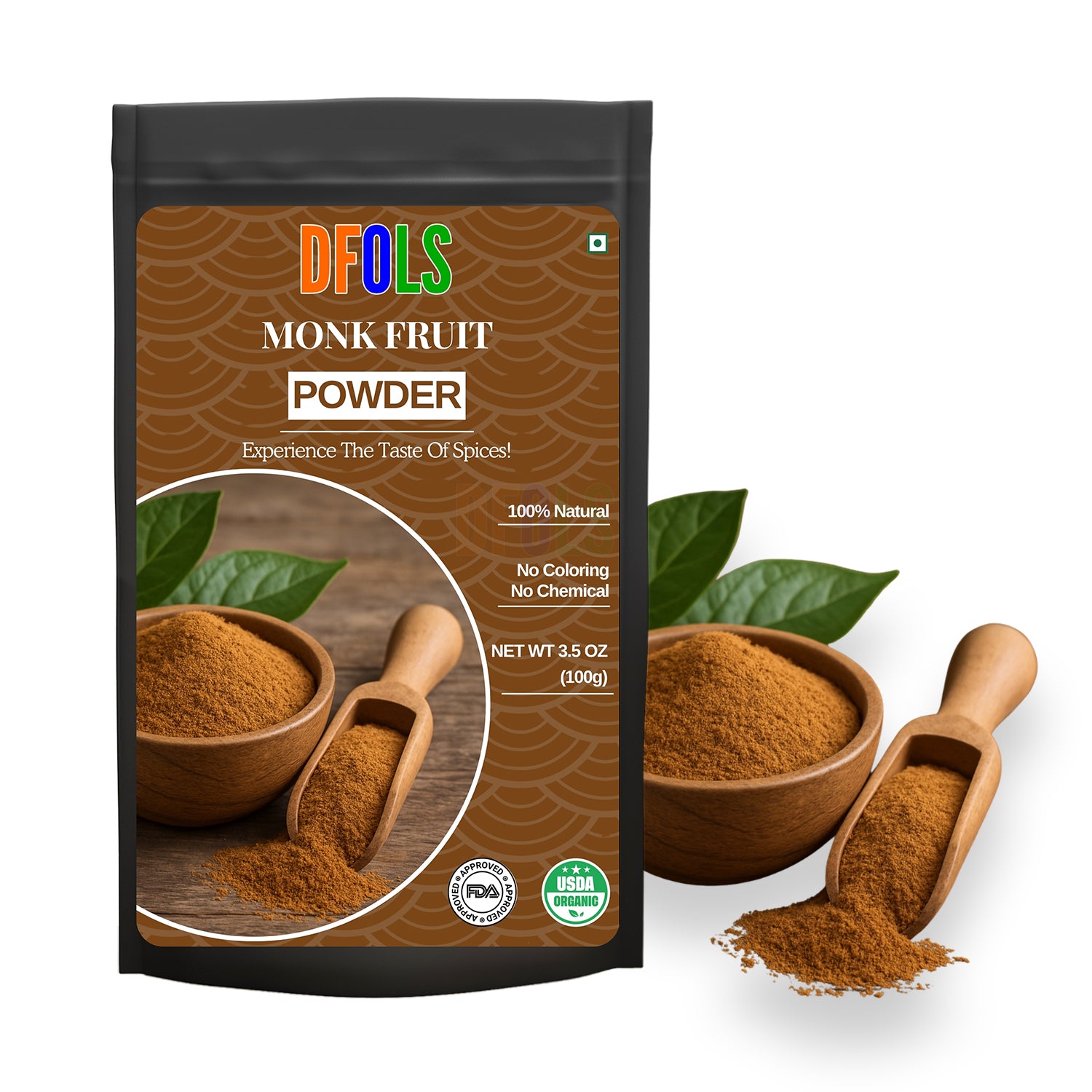 Monk Fruit Powder – Natural Zero-Calorie Sweetener for Baking, Cooking, Keto & Diabetic Diets | Non-GMO, Gluten-Free, Low-Carb Sugar Substitute for Coffee, Tea & Desserts - DFOLS
