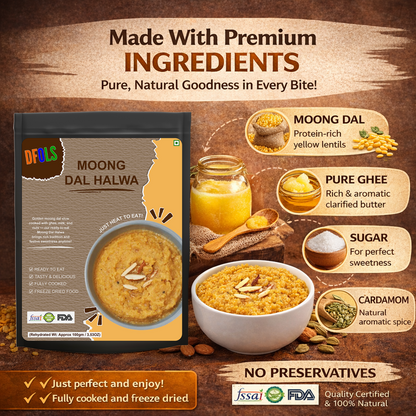 Indian Moong Dal Halwa | Slow-Cooked Dessert Made with Yellow Lentils, Pure Ghee & Sugar | Rich, Authentic Indian Sweet | Instant Ready Halwa | Traditional Dessert Treat