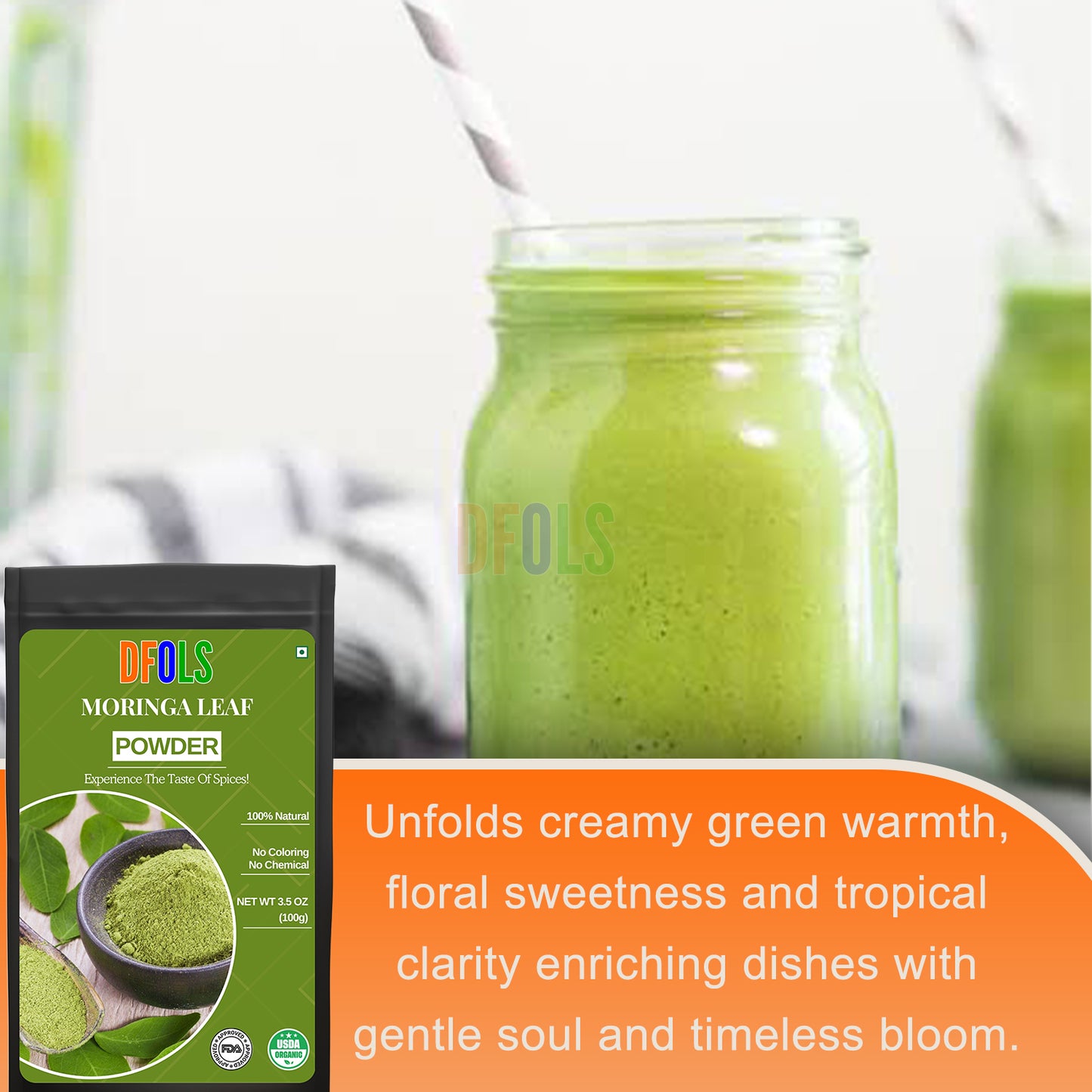 Moringa Powder for Energy & Wellness | Non-GMO, Gluten-Free Superfood | Natural Vitamin-Rich Green Powder for Immunity, Detox, Digestion & Overall Health