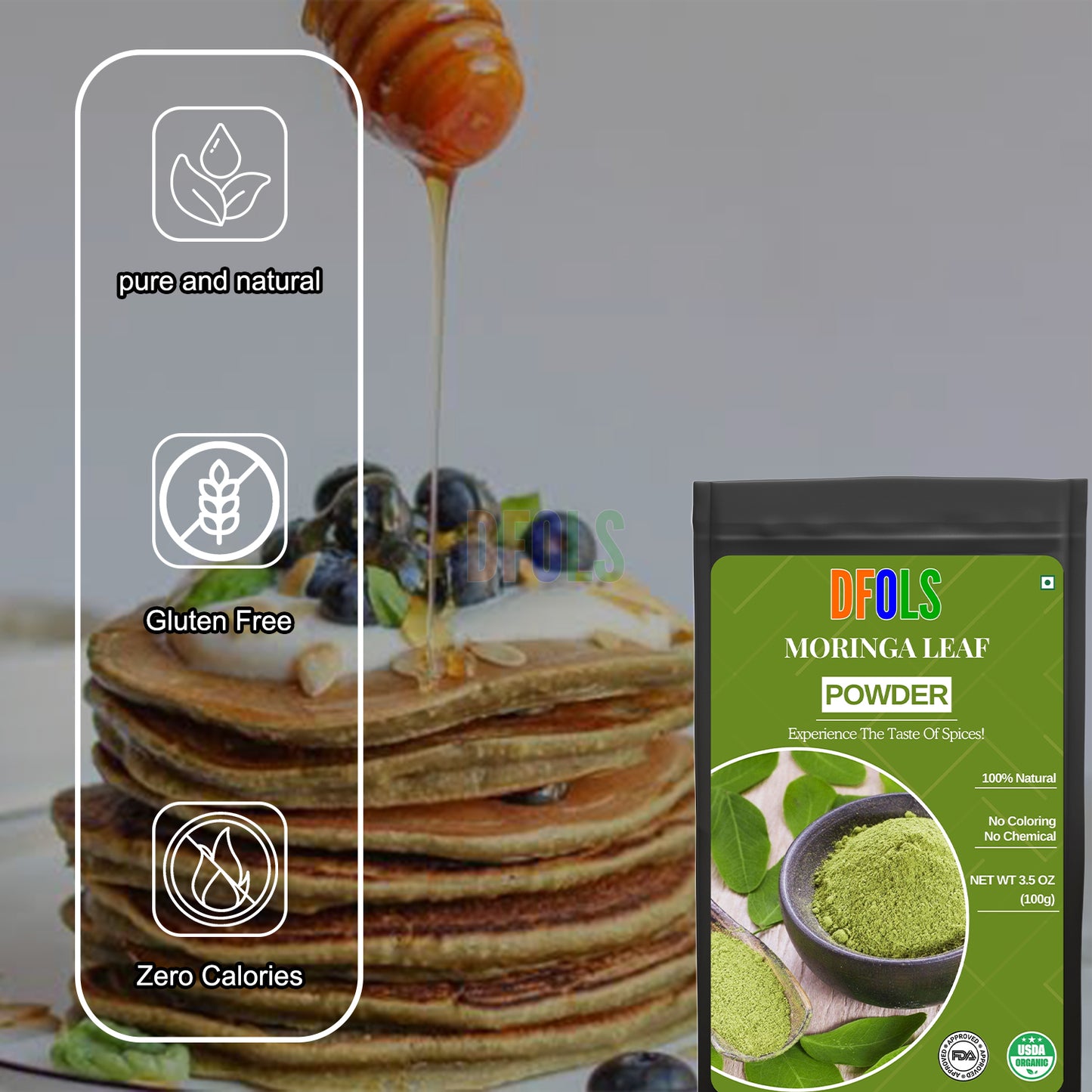 Moringa Powder for Energy & Wellness | Non-GMO, Gluten-Free Superfood | Natural Vitamin-Rich Green Powder for Immunity, Detox, Digestion & Overall Health