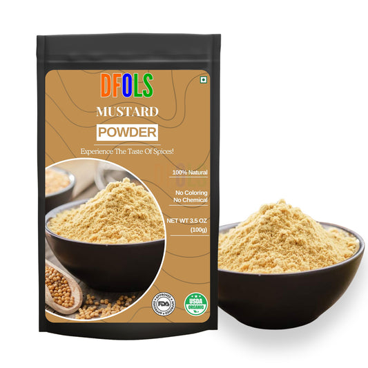 Premium Mustard Powder | Pure Ground Mustard Spice for Cooking, Baking, Pickles, Marinades & Dressings | Strong, Bold & Spicy Flavor | Fresh Aromatic Spice for Kitchen Use - DFOLS