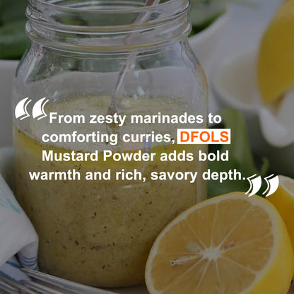 Premium Mustard Powder | Pure Ground Mustard Spice for Cooking, Baking, Pickles, Marinades & Dressings | Strong, Bold & Spicy Flavor | Fresh Aromatic Spice for Kitchen Use - DFOLS