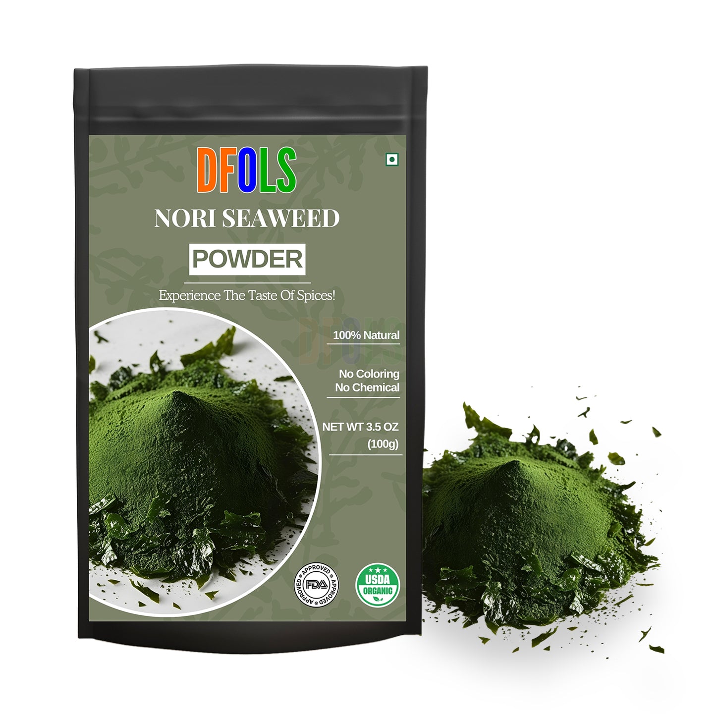 Raw Nori Powder | 100% Pure Green Seaweed Powder | Vegan, Non-GMO, No Additives | Premium Japanese Nori for Cooking, Smoothies, Seasoning & Health Benefits | Natural Sea Vegetable - DFOLS