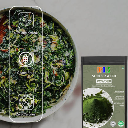 Raw Nori Powder | 100% Pure Green Seaweed Powder | Vegan, Non-GMO, No Additives | Premium Japanese Nori for Cooking, Smoothies, Seasoning & Health Benefits | Natural Sea Vegetable - DFOLS