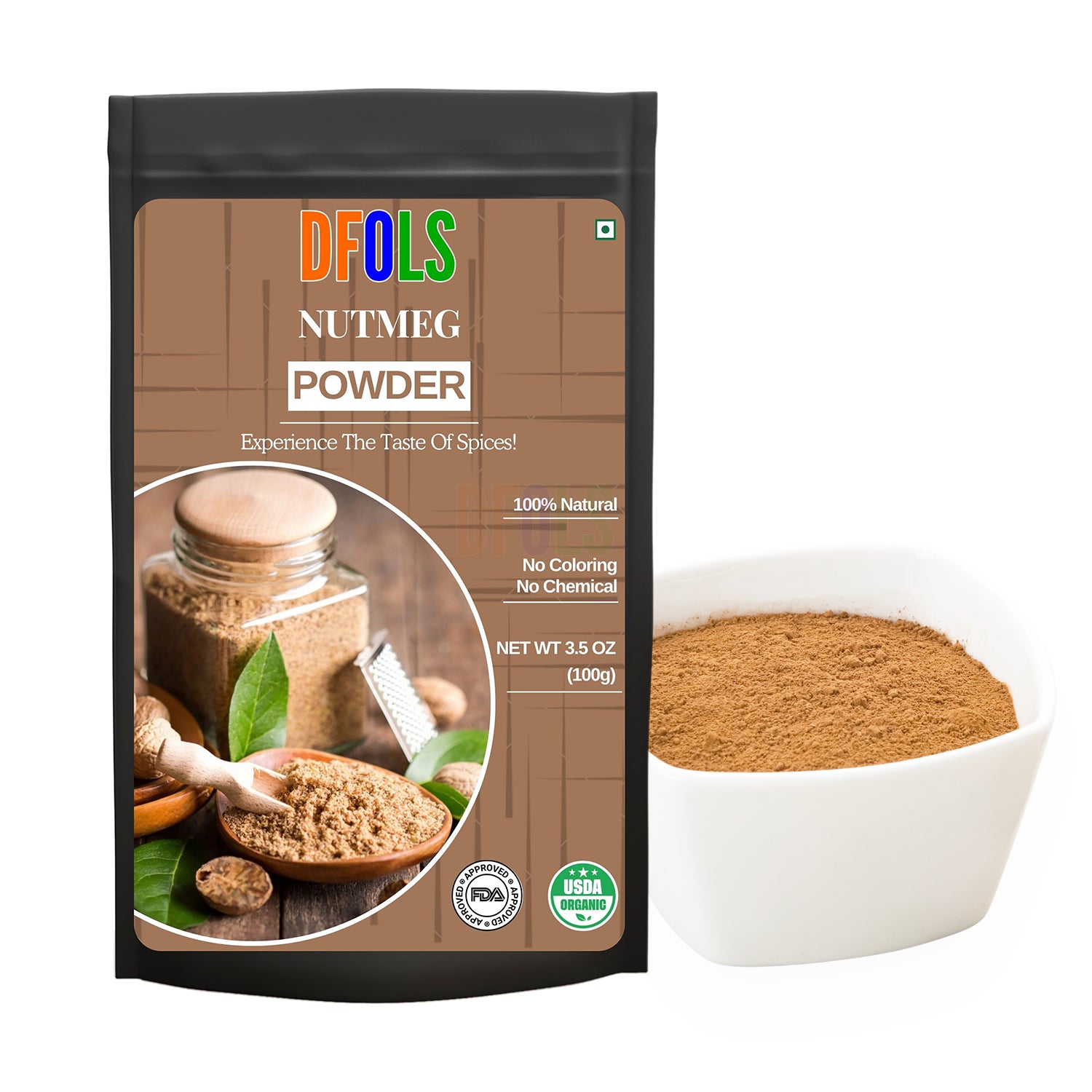 Organic Ground Nutmeg 2.3 oz Jar | Pure, Aromatic & Spicy-Sweet Flavor | USDA Organic | Kosher | Non-GMO | No ETO | Freshly Ground Premium Quality Spice - DFOLS