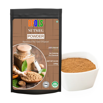 Organic Ground Nutmeg 2.3 oz Jar | Pure, Aromatic & Spicy-Sweet Flavor | USDA Organic | Kosher | Non-GMO | No ETO | Freshly Ground Premium Quality Spice - DFOLS