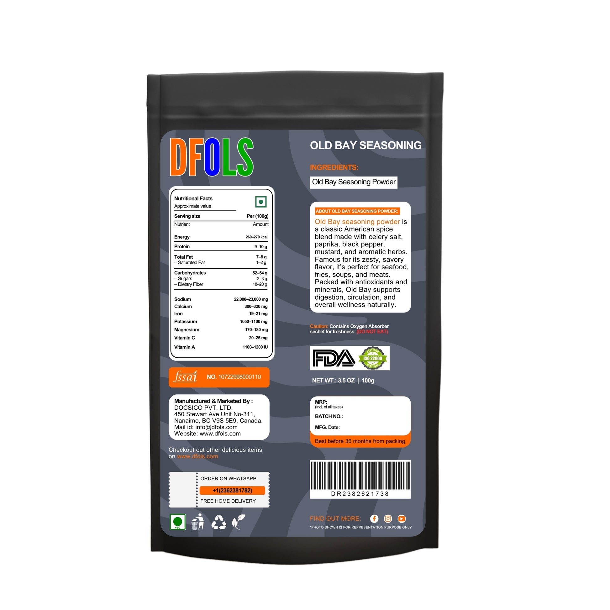 OLD BAY Seasoning, 1 lb All-Purpose Seafood & Meat Spice Blend for Crabs, Shrimp, Chicken, Chowder, Fries & More – Classic Flavor Enhancer for Cooking and Grilling - DFOLS