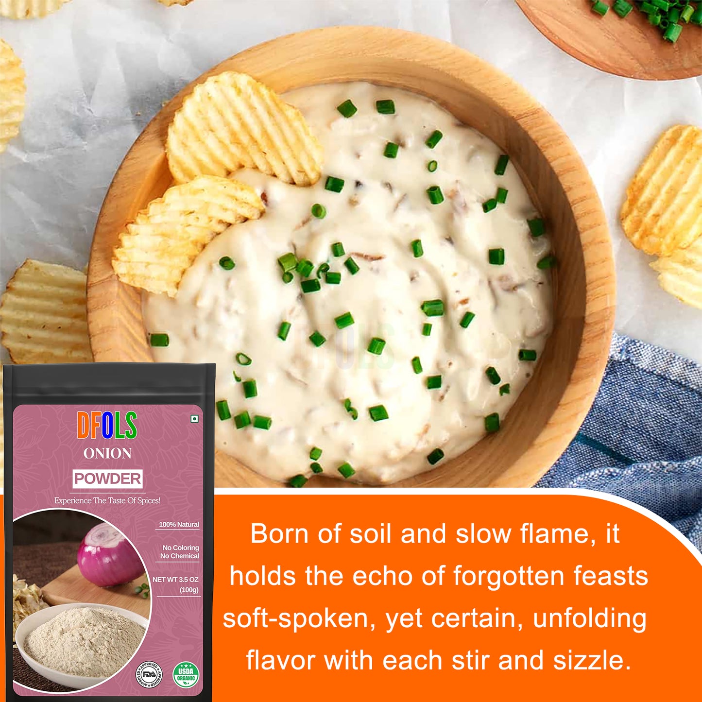 Onion Powder Non GMO, Gluten Free, 100% Raw, Sourced from India, Perfect for Cooking, Seasonings. - DFOLS