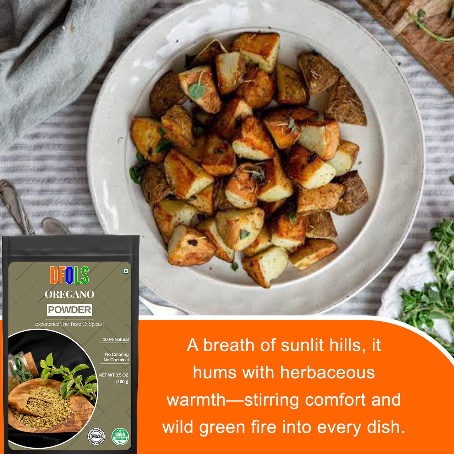 Organic Oregano Ground – Pure Dried Oregano Herb Leaves Powder | Natural, Aromatic Spice for Cooking | Perfect for Pizza, Pasta, Soups, Sauces, Marinades & Mediterranean Dishes - DFOLS