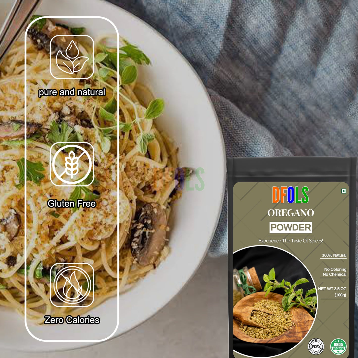 Organic Oregano Ground – Pure Dried Oregano Herb Leaves Powder | Natural, Aromatic Spice for Cooking | Perfect for Pizza, Pasta, Soups, Sauces, Marinades & Mediterranean Dishes - DFOLS