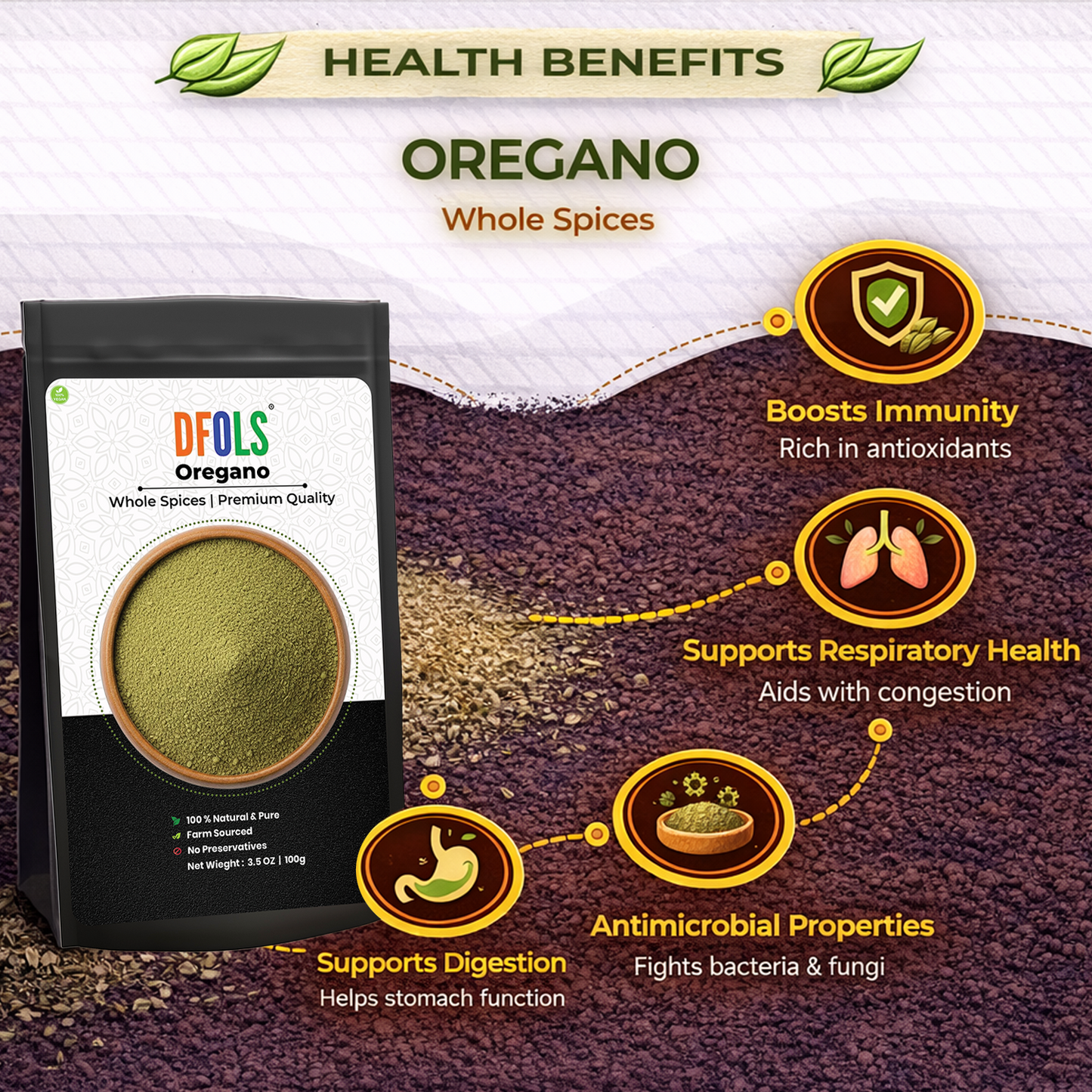 Dfols Oregano Powder 100g (3.5oz / 0.22lb) Pure Natural Herb – オレガノパウダー