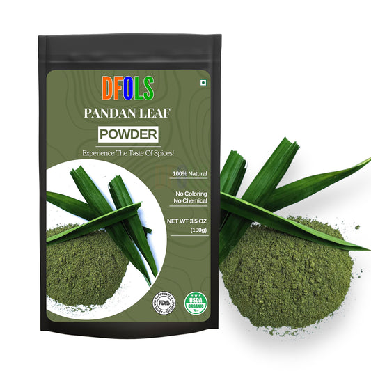 Pandan Leaf Powder, 100% Natural and Pure from Pandan Dried Leaves, Emerald Pandan Leaf Powder, Green Food Coloring Powder, No Additives, No Gluten, Vegan. - DFOLS