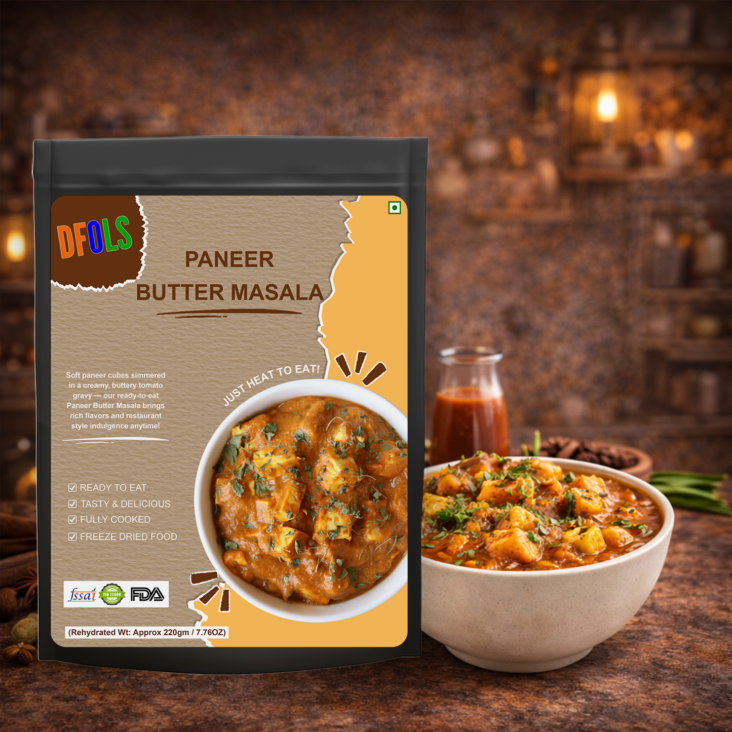Paneer Butter Masala | Authentic North Indian Curry | Soft Cottage Cheese in Rich & Creamy Tomato Gravy | Ready to Eat | Heat & Serve Meal Pack