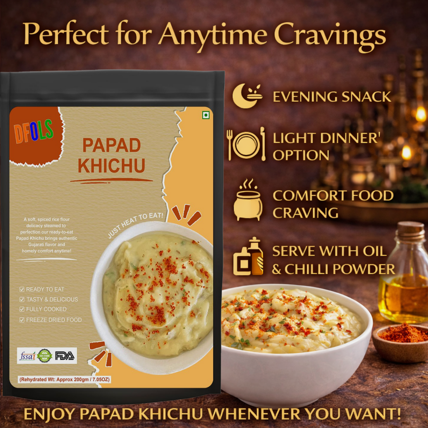 Papad Khichu Mix | Traditional Gujarati Spiced Rice Flour Dough | Authentic Flavor, Easy Heat & Serve Snack | Ready-to-Prepare Gujarati Delicacy