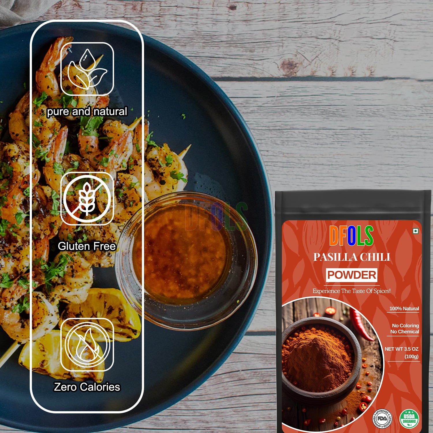 Premium Pasilla Chili Powder – Authentic Smoky & Earthy Mexican Pepper Spice | Ideal for Sauces, Soups, Marinades, Salsas, Tacos & Everyday Cooking - DFOLS