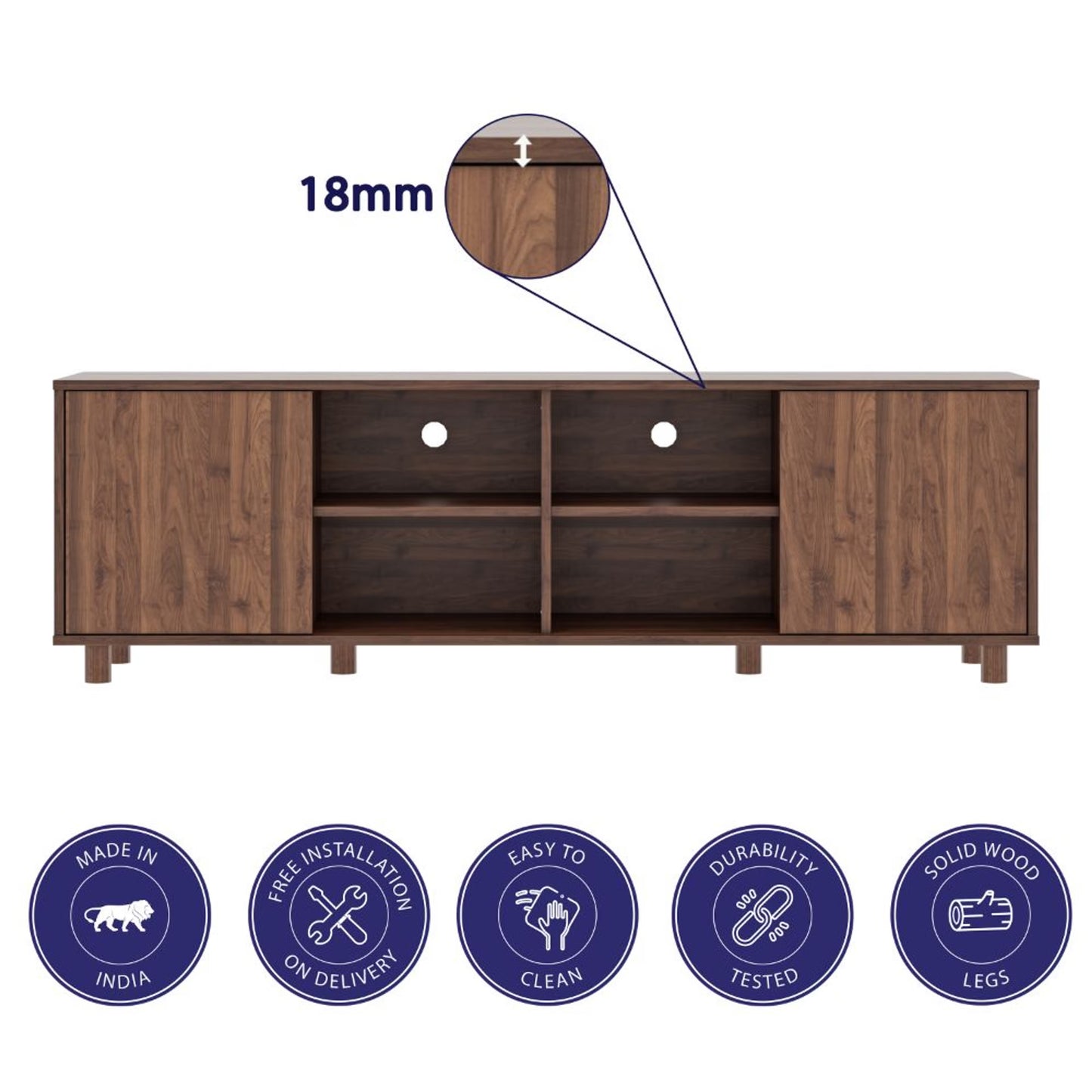 DFOLS Peppa Modern Engineered Wood TV Unit with Storage Cabinet