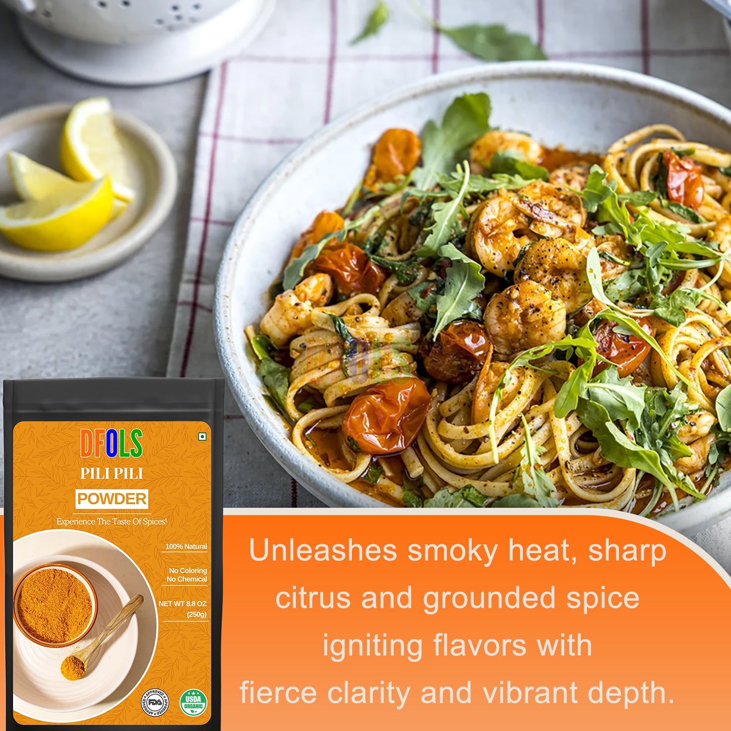 Organic Pili Pili Powder | Authentic African Spicy Seasoning | All-Natural, Gluten-Free, No Additives | Bold Heat for Cooking, Grilling, Marinades & Sauces - DFOLS