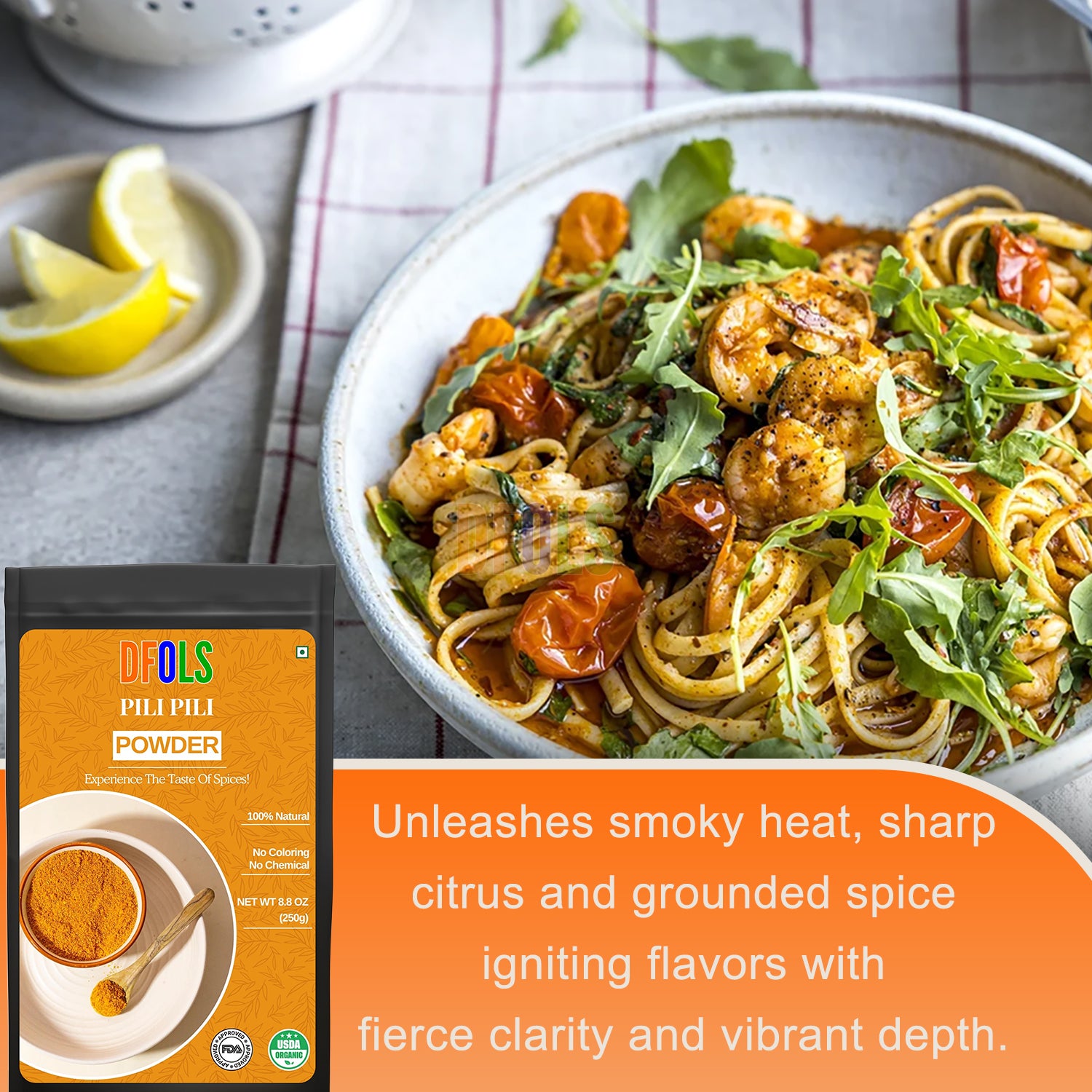 Organic Pili Pili Powder | Authentic African Spicy Seasoning | All-Natural, Gluten-Free, No Additives | Bold Heat for Cooking, Grilling, Marinades & Sauces - DFOLS