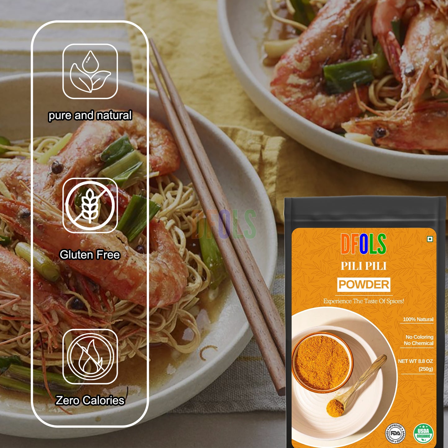 Organic Pili Pili Powder | Authentic African Spicy Seasoning | All-Natural, Gluten-Free, No Additives | Bold Heat for Cooking, Grilling, Marinades & Sauces - DFOLS