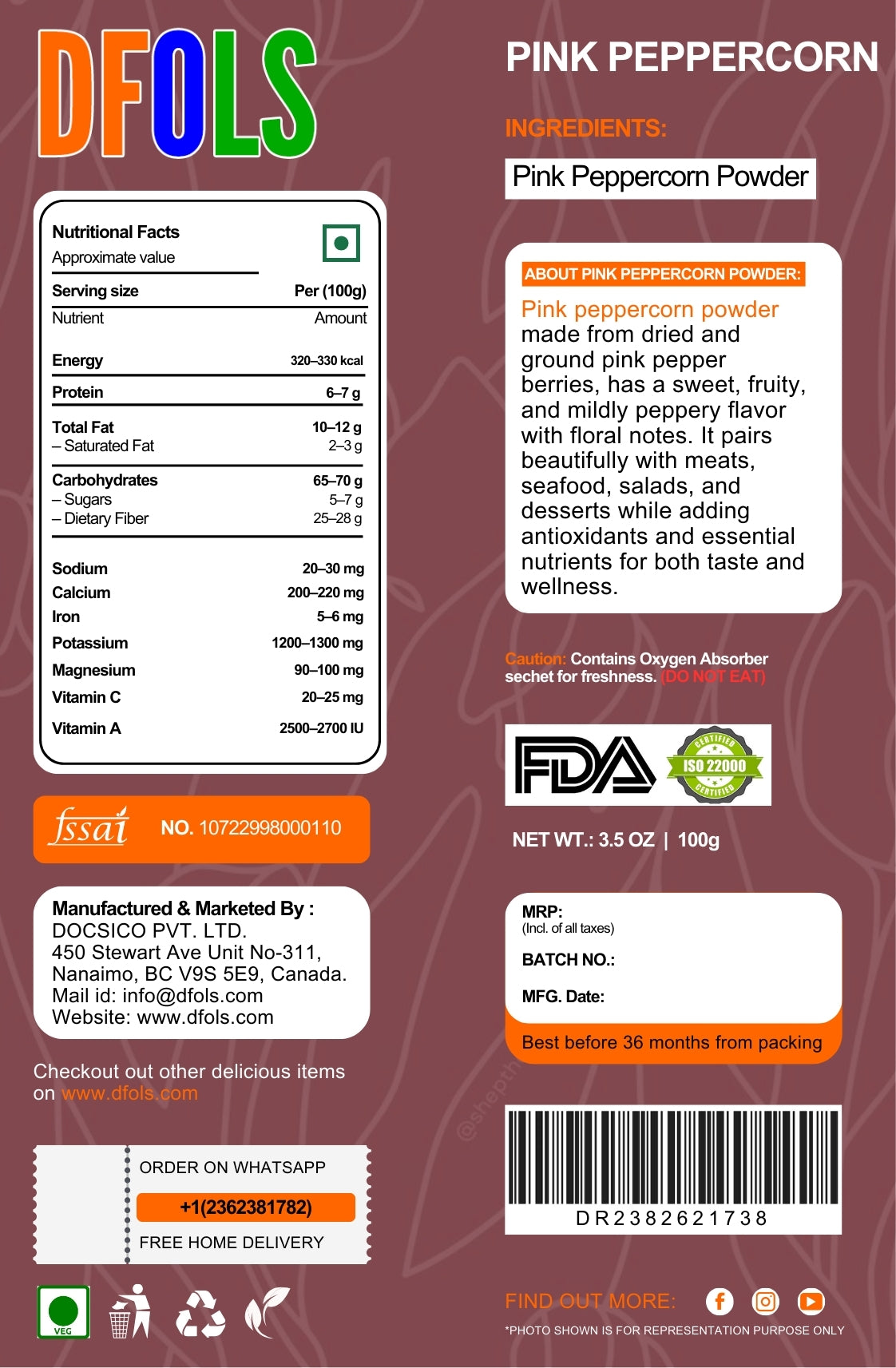 Premium Quality, All-Natural Spicy and Fruity Seasoning – Perfect for Cooking, Baking, and DIY Recipes - DFOLS