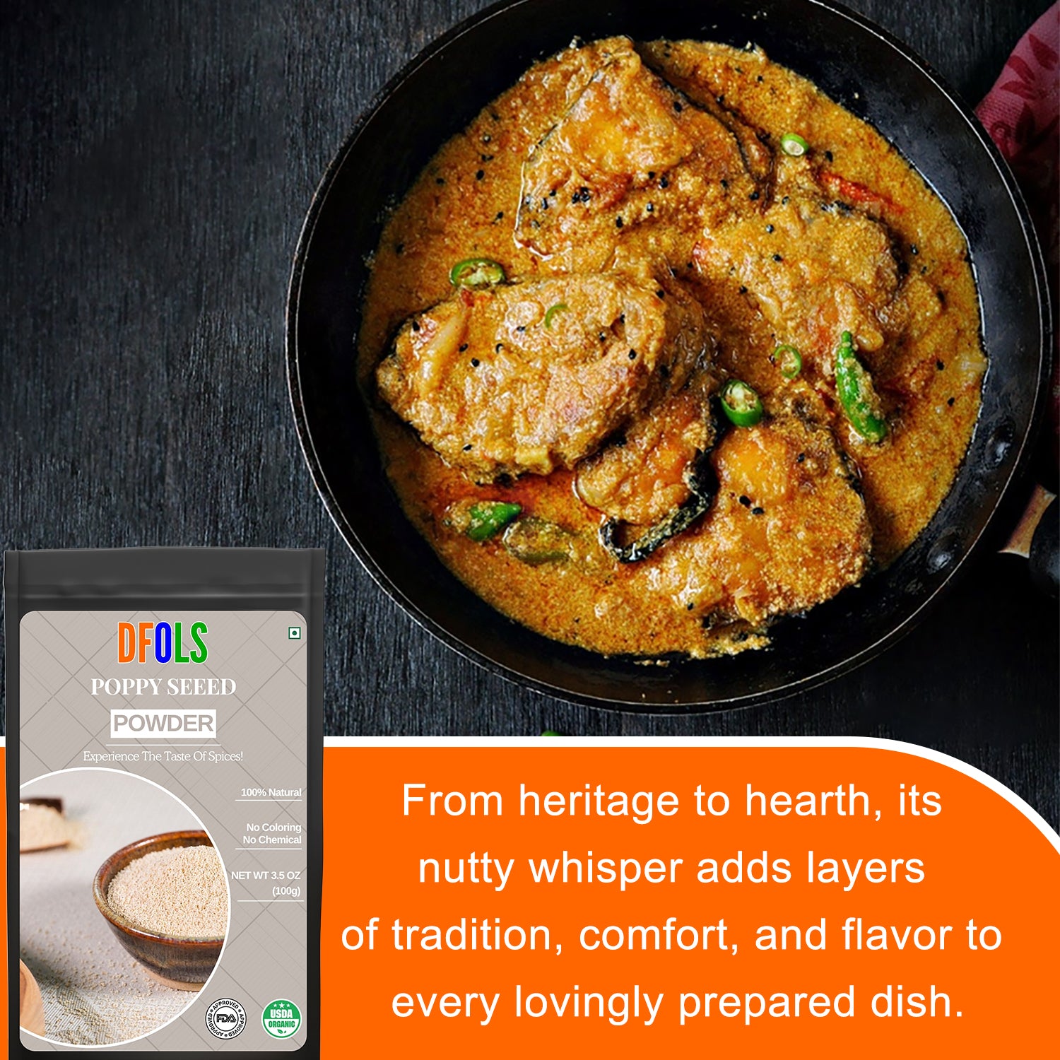 Organic Whole Poppy Seeds – Natural, Non-GMO, Fresh & Aromatic | Ideal for Baking, Salad Dressings, Cooking, Kosher Recipes & Daily Kitchen Use | Premium Quality Seeds - DFOLS