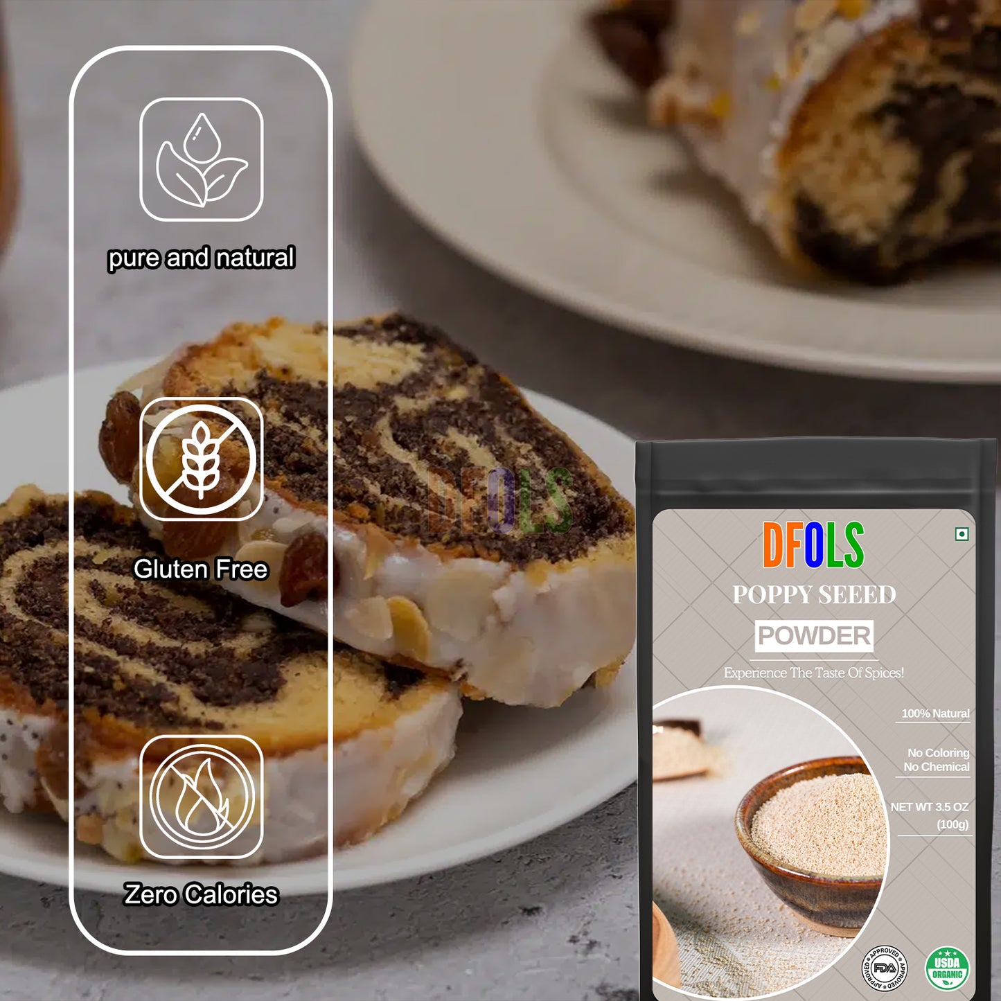 Organic Whole Poppy Seeds – Natural, Non-GMO, Fresh & Aromatic | Ideal for Baking, Salad Dressings, Cooking, Kosher Recipes & Daily Kitchen Use | Premium Quality Seeds - DFOLS