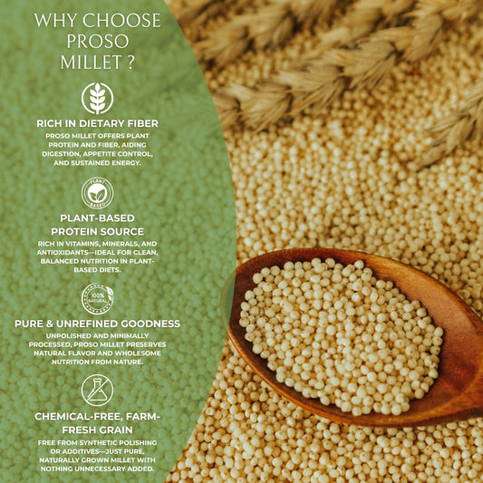 DFOLS Organic Proso Millet | Natural & Gluten-Free Ancient Grain | High Protein & Fiber | Hand-Picked, Pesticide-Free, Premium Quality Whole Millet