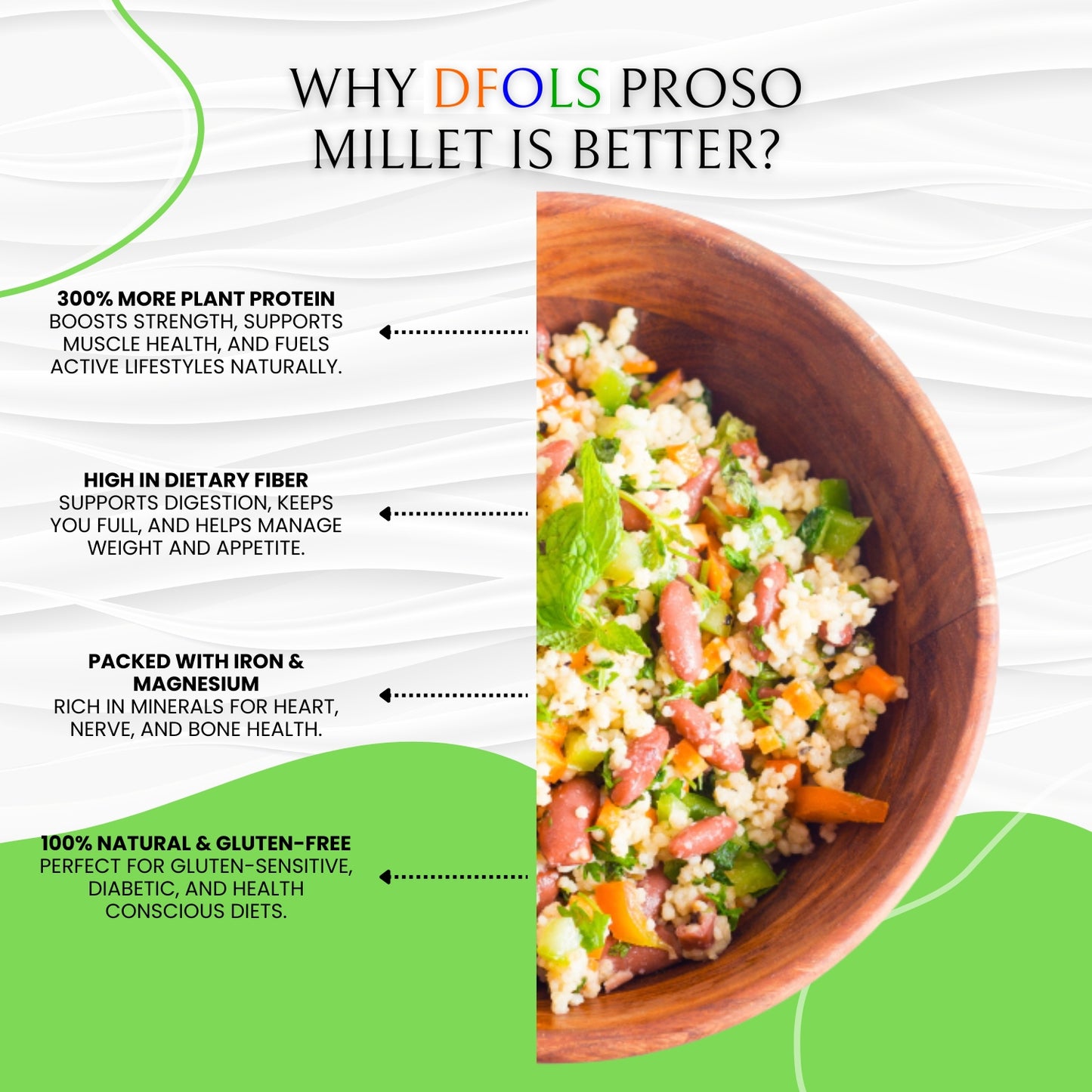 DFOLS Proso Millet Whole Grain Neutral 0.55lb 8.82oz 250g プロソミレット