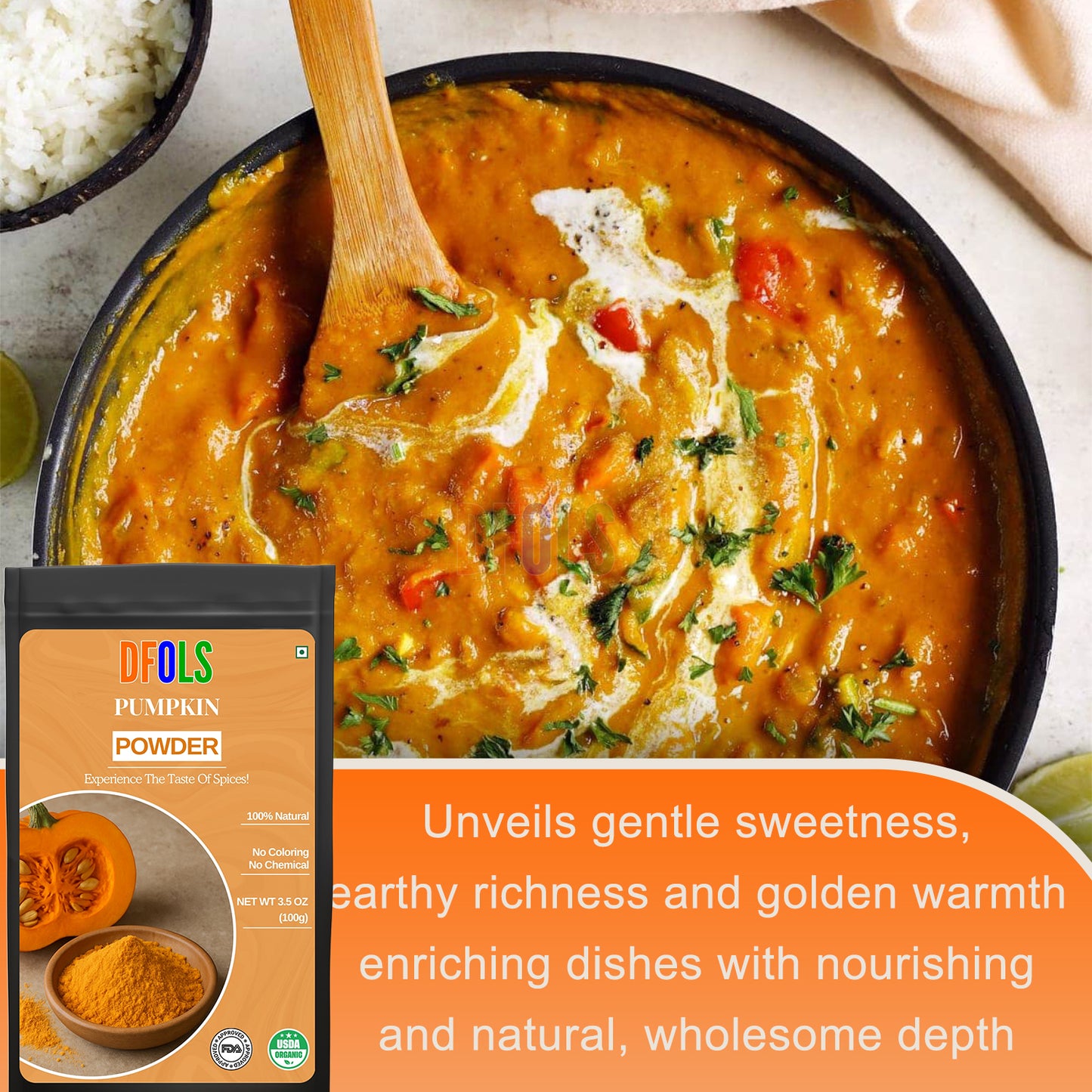 Pumpkin Powder for Cooking & Baking | 100% Natural, Gluten-Free, Keto-Friendly | Rich Flavor for Soups, Smoothies, Breads, Baby Food & Desserts | Vegan, Non-GMO Pantry Essential