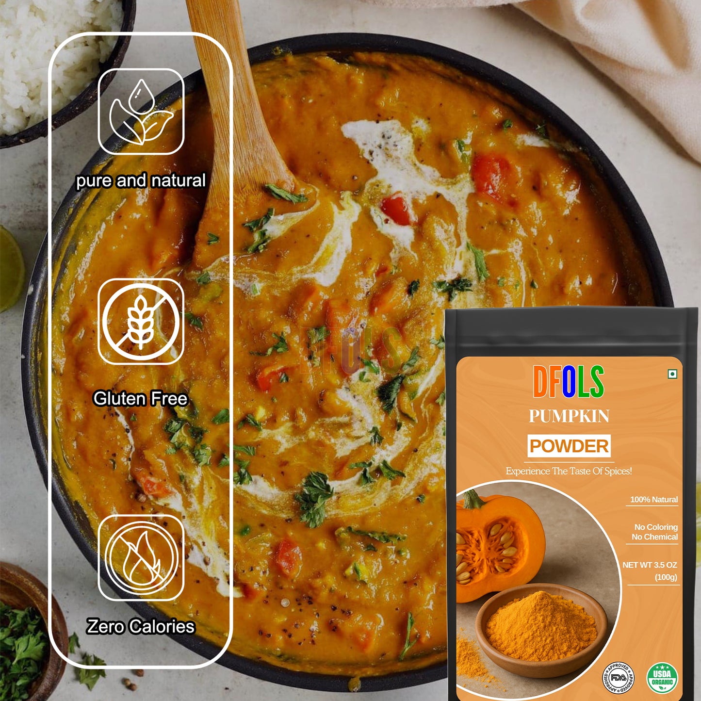 Pumpkin Powder for Cooking & Baking | 100% Natural, Gluten-Free, Keto-Friendly | Rich Flavor for Soups, Smoothies, Breads, Baby Food & Desserts | Vegan, Non-GMO Pantry Essential