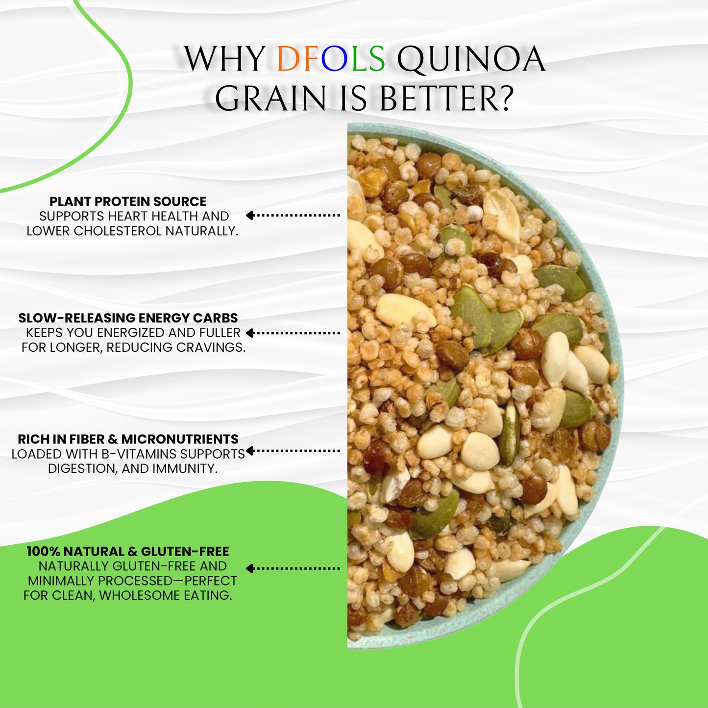 DFOLS Quinoa Whole Grain Light Nutty Cooking  0.55lb 8.82oz 250g  キヌア